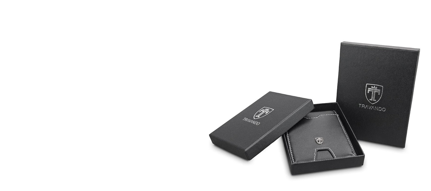 TRAVANDO Wallets edle Geschenkboxen mit Silberfolienaufdruck wiederverwendbar kostenlos