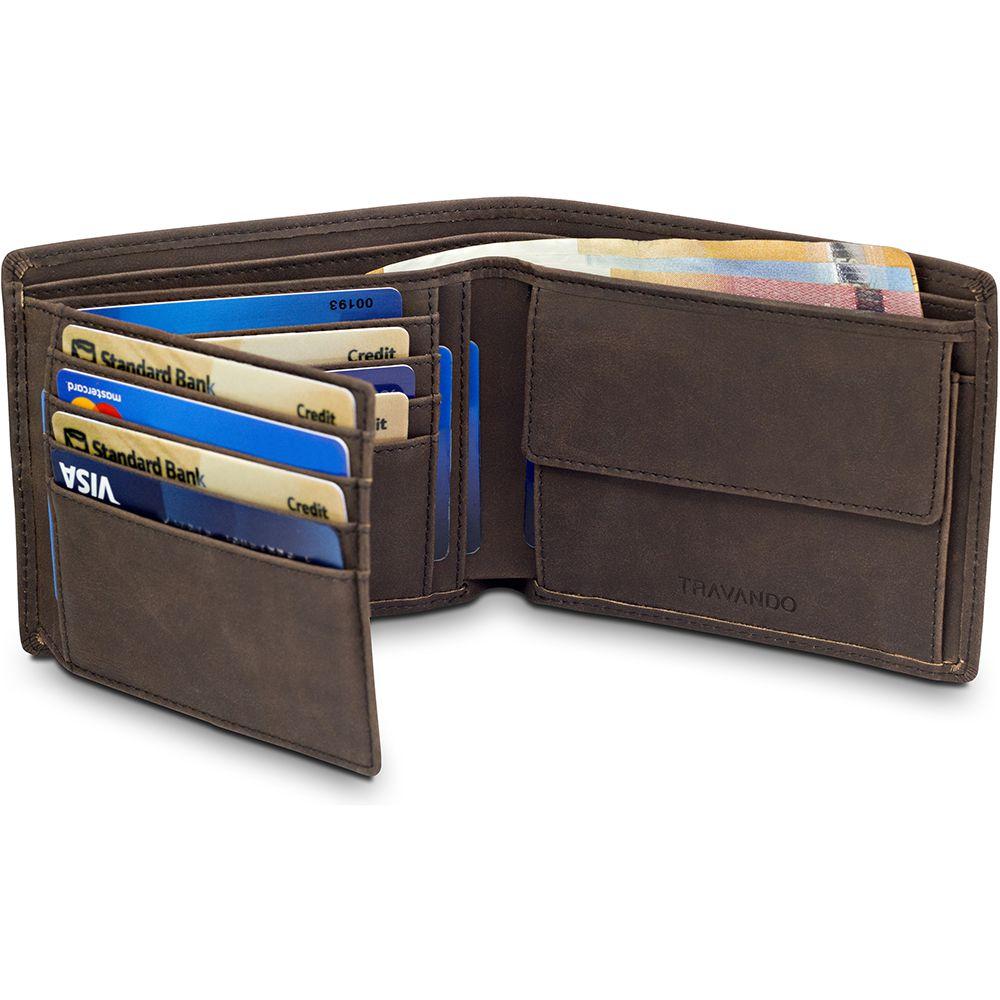geldbeutel männer portemonnaie geldbörse herren kaufen brieftasche portmonee portmonaise Geldtasche herrengeldbeutel herrengeldbörse herrenbrieftasche RFID Münzfach Wallet Geschenk Herrenbörse Querformat braun groß klein Geschenk madrid travando karten