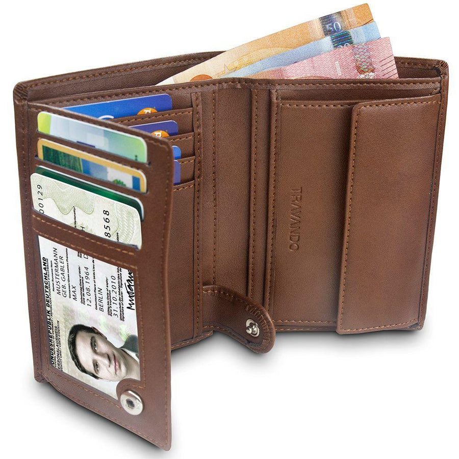 geldbeutel männer portemonnaie geldbörse herren kaufen brieftasche portmonee portmonaise Geldtasche herrengeldbeutel herrengeldbörse herrenbrieftasche RFID Münzfach Wallet Geschenk Herrenbörse Querformat braun groß klein Geschenk rome travando karten
