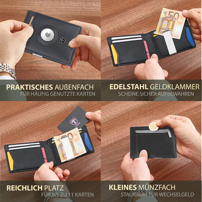 AirTag* Wallet Geldbörse mit Geldklammer (schwarz)