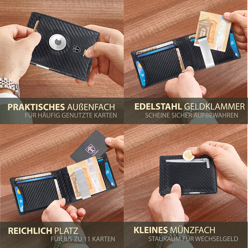 I-CLIP Original Slim Wallet – Ultraleichte Leder Geldbörse Mit Geldklammer & Kartenfach, Made In Germany