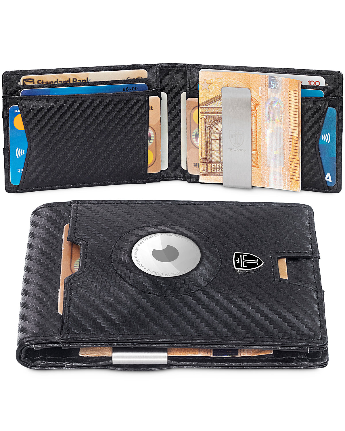 Geldbörse Wallet mit Wallets (carbon) - TRAVANDO Geldklammer AirTag*