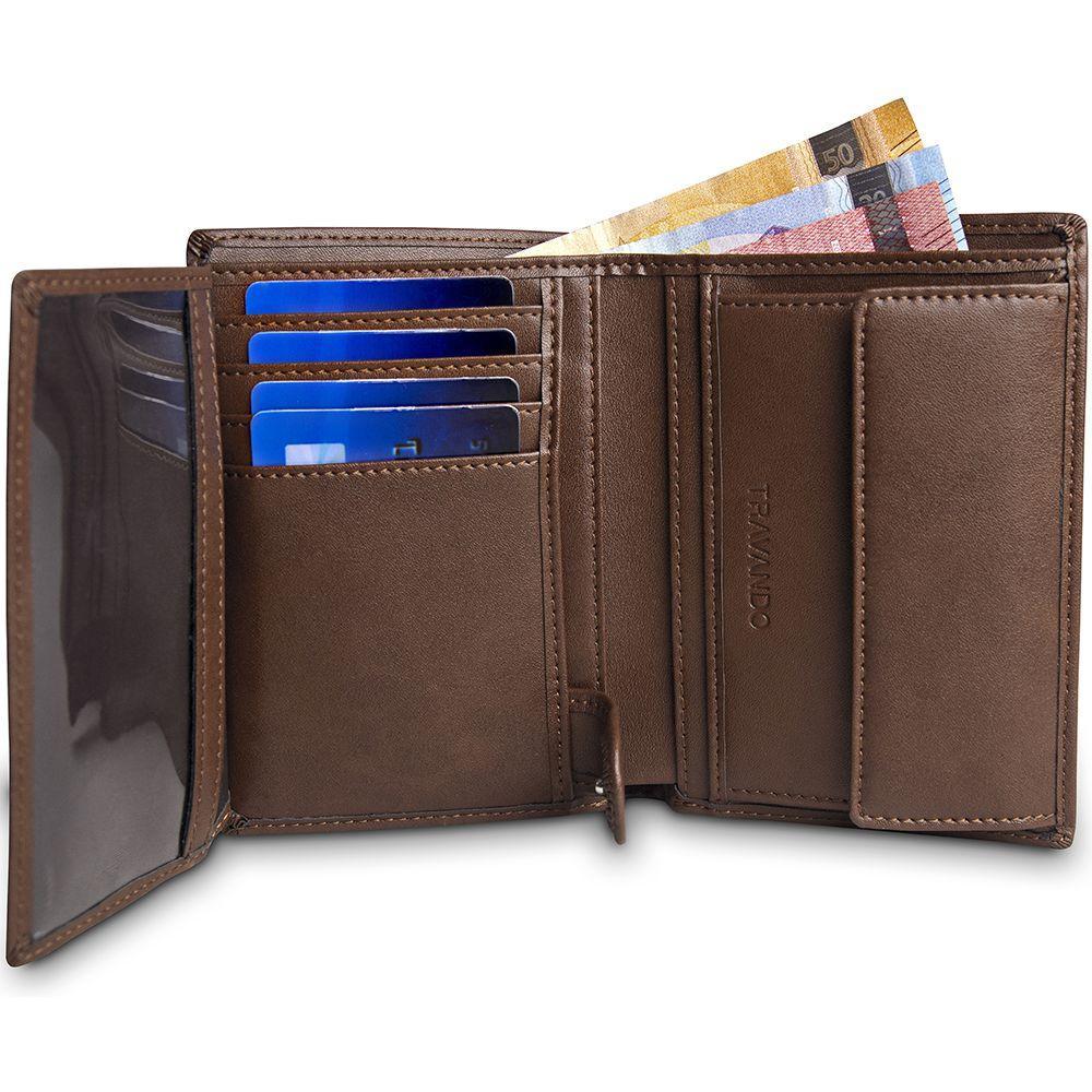 geldbeutel männer portemonnaie geldbörse herren kaufen brieftasche portmonee portmonaise Geldtasche herrengeldbeutel herrengeldbörse herrenbrieftasche RFID Münzfach Wallet Geschenk Herrenbörse Querformat braun groß klein Geschenk Rome travando karten